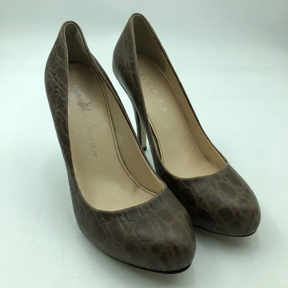 Marc Fisher Claire Heels Crocodile Print, Size 8.5